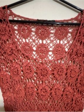 The Limited Crochet Floral Tank Top in Rust